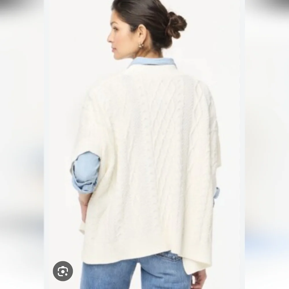 J. Crew‎ Cream Cable Knit Poncho Sweater